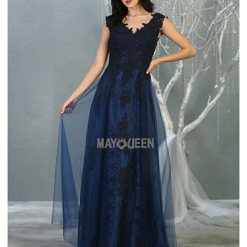 Burgundy, blue + other Colors formal evening gown beaded - Picture 5 of 7